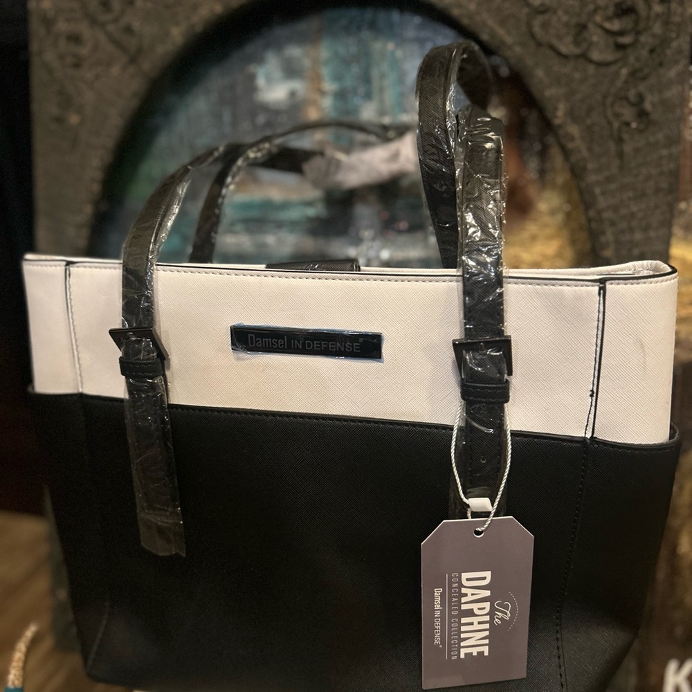 Sleek Black and White Structured Tote